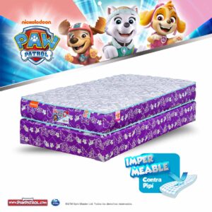 cama imperial con diseño morado de paw patrol