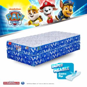 cama imperial con diseño azul de paw patrol