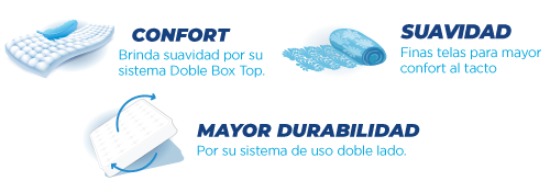 Beneficios: Confort, Suavidad, Mayor durabilidad