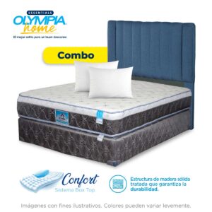 Combo: Cama Completa Estándar Plus + Cabecera + Almohadas