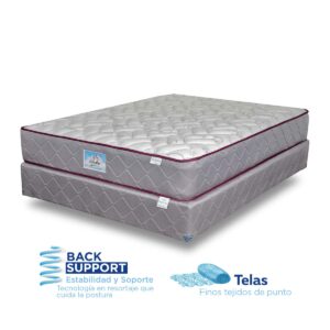 Cama Completa Primavera Ortopédica color gris y corinto