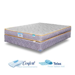 Cama Completa Foam color gris con amarillo